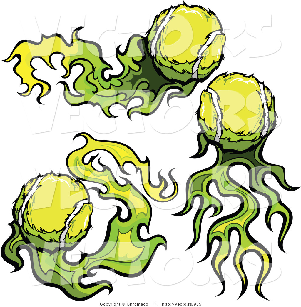1024x1044 Vector Of Flaming Tennis Balls