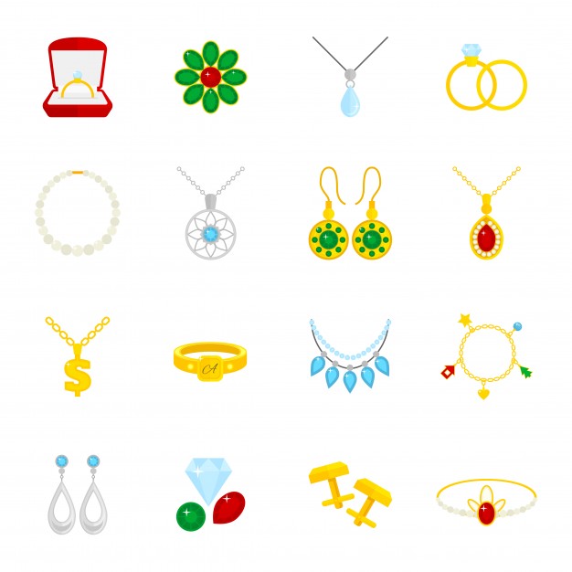 626x626 Jewelry Flat Icons Set Of Diamond Gold Fashion Expensive