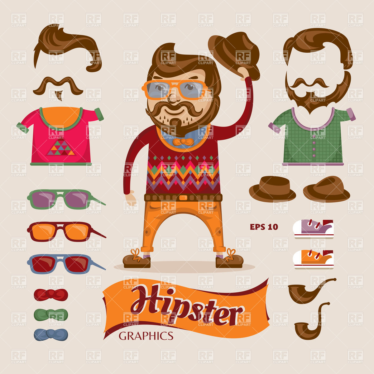 1200x1200 Man With Hipster Accessories Vector Image Of People Selenamay