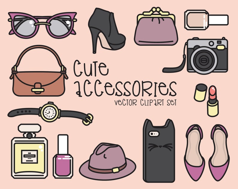 794x630 Premium Vector Clipart Pretty Accessories Clipart Kawaii Etsy