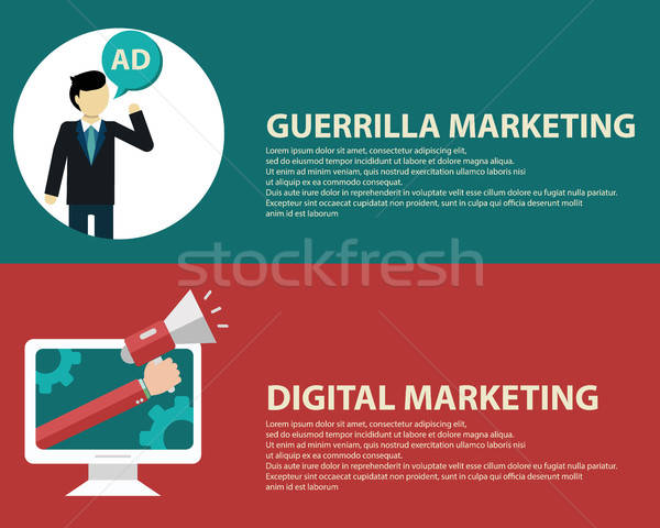 600x480 Advertising Design Concept Set Media And Guerrilla Marketing Flat