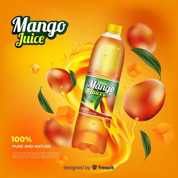 626x626 Realistic Mango Juice Ad Template Vector Free Download