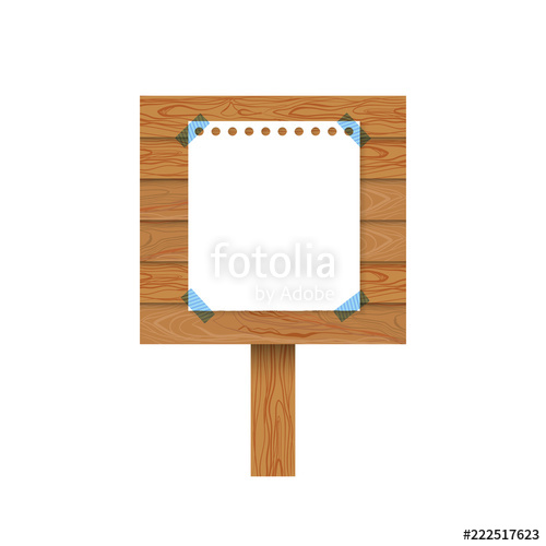 500x500 Vector Ad Pillar, Retro Wooden Board, Blank Frame Template Stock