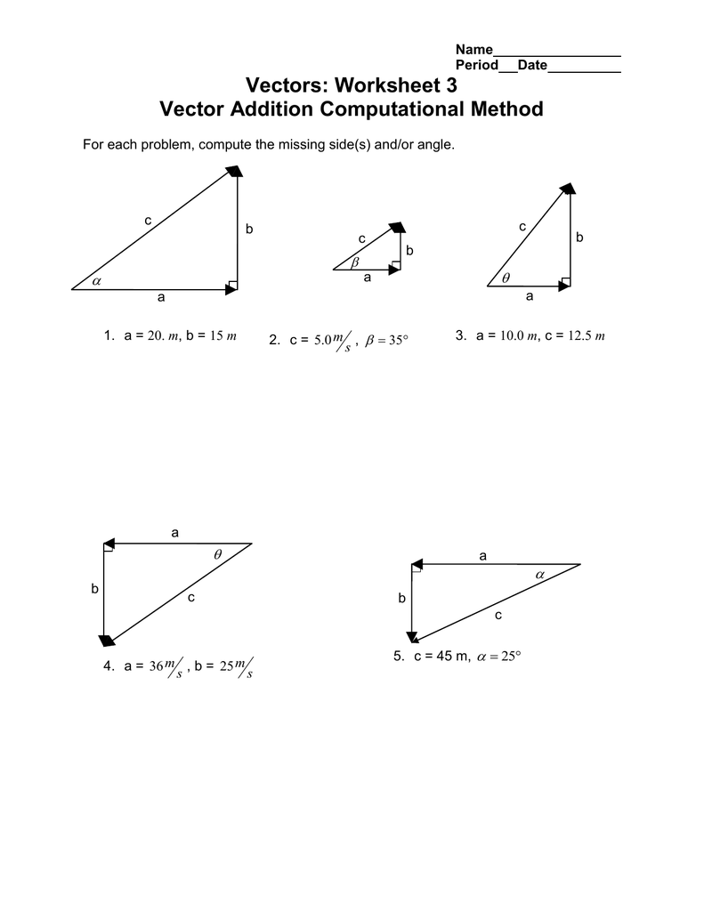 Vectors Worksheet Vector Addition Computational Method 791x1024 Vectors Worksheet Vector Addition Computational Method