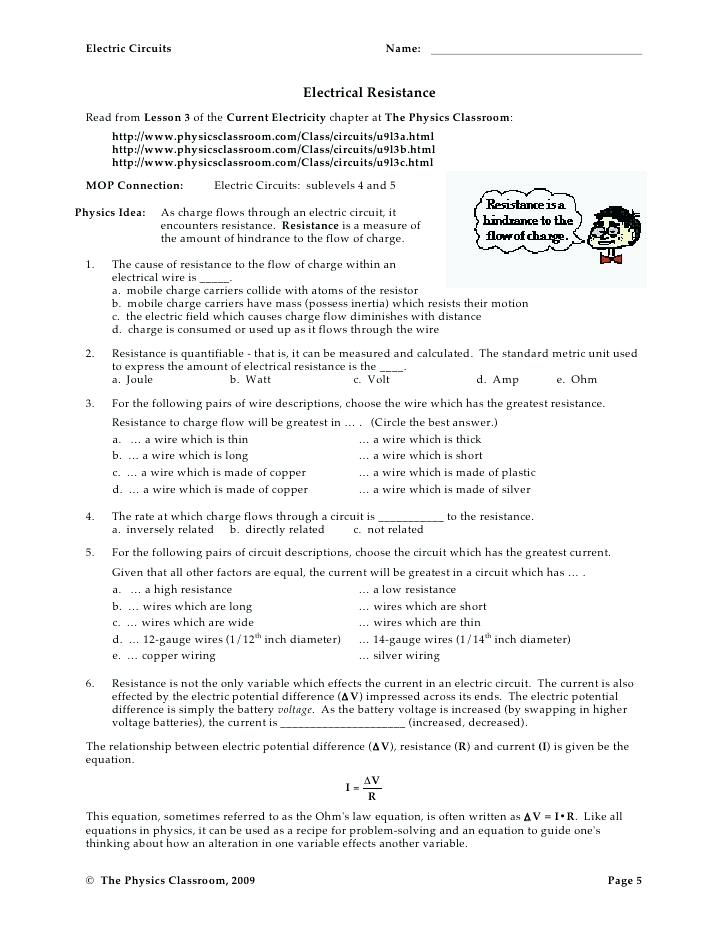 728x942 Circuit Worksheets Physics Worksheets With Answer Key Physics