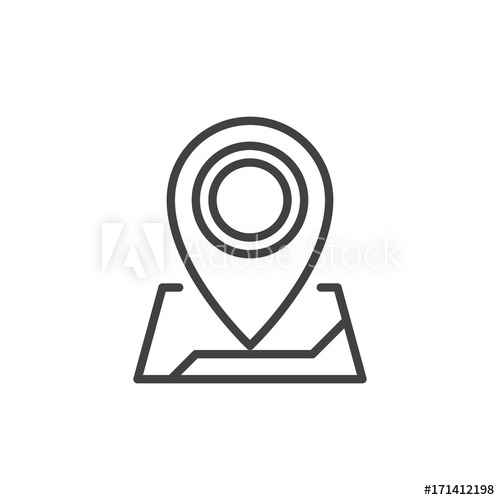500x500 Map Pointer Line Icon, Outline Vector Sign, Linear Style Pictogram