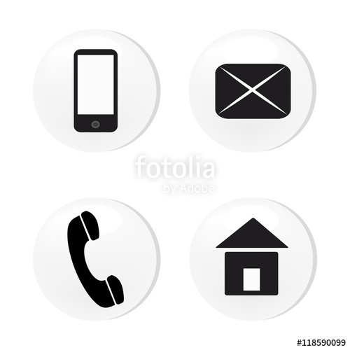 500x500 Vector Contact Buttons Email, Phone, Mobile, Address, Icons