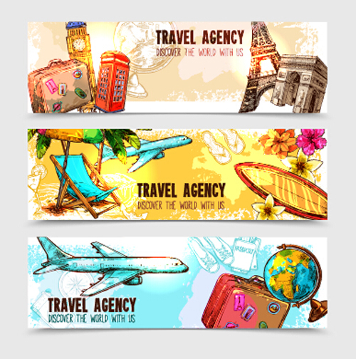 500x504 Travel Agency Banner Hand Drawn Vector Free Download