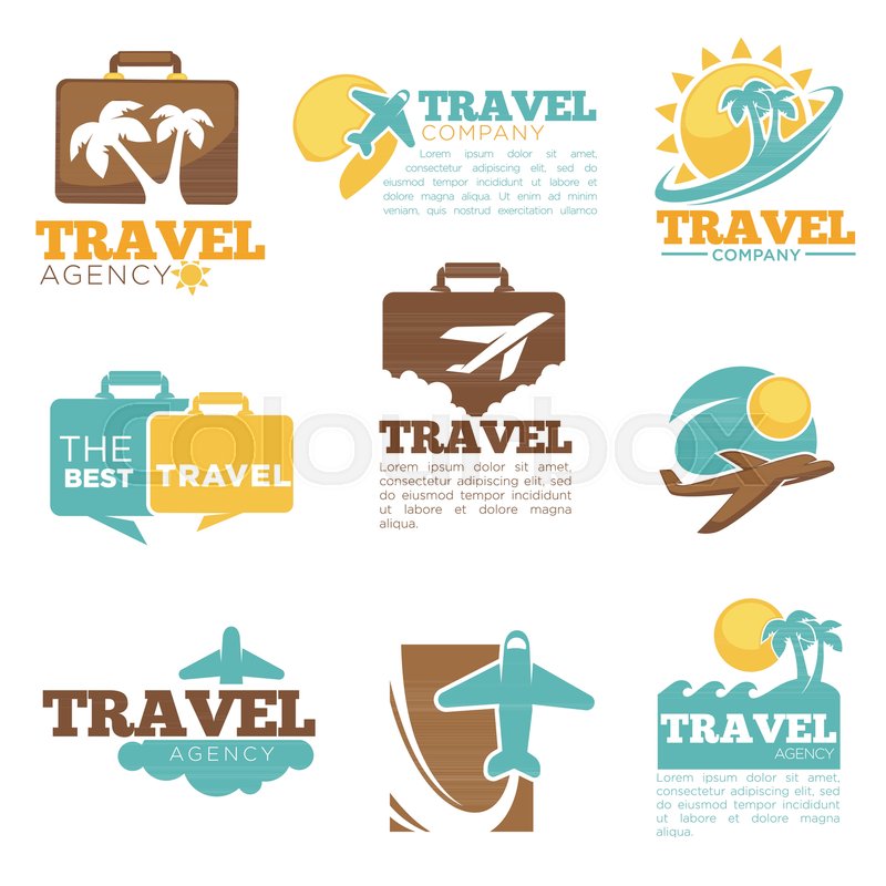 800x800 Travel Agency Logo Templates Set Stock Vector Colourbox