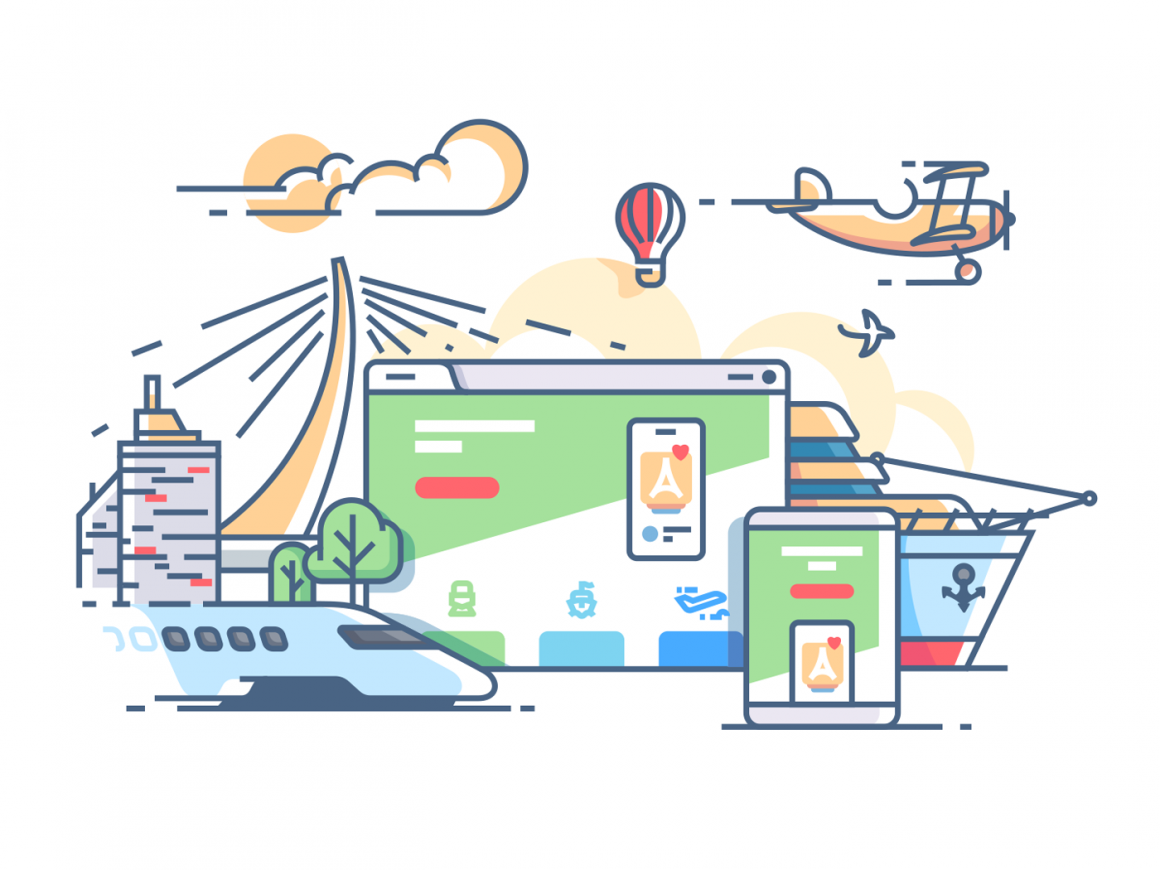 1160x870 Travel Agency Web Site Illustration