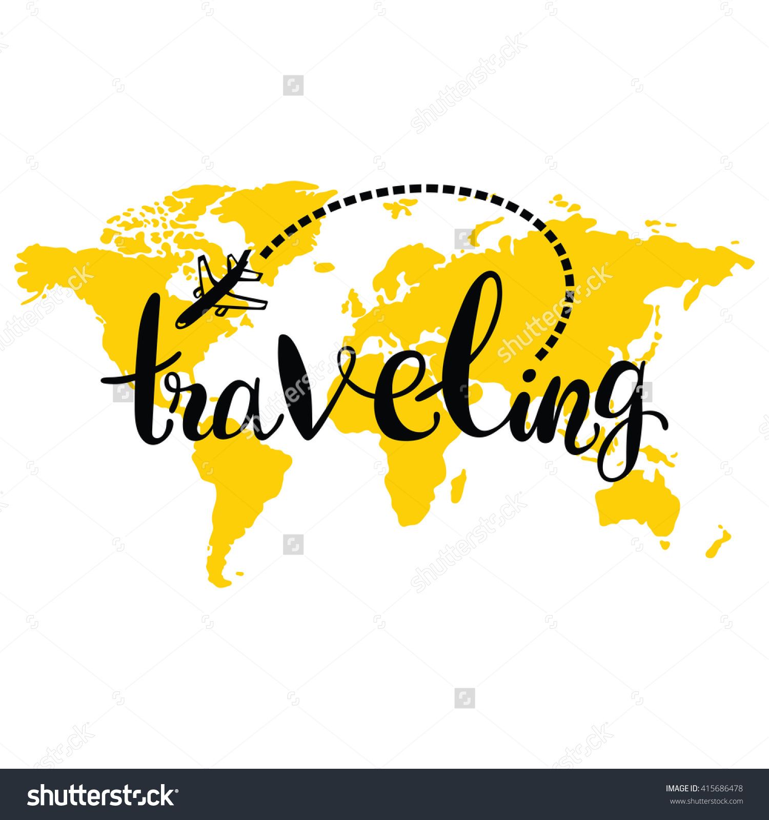 1500x1600 Traveling World Map Airplane Isolated Vector Object On White