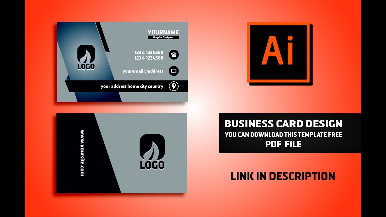 1280x720 Business Card Design Vector Free Download Illustrator Cc