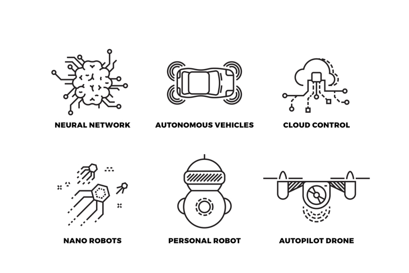 800x533 Artificial Intelligence Robot Vector Thin Line Icons