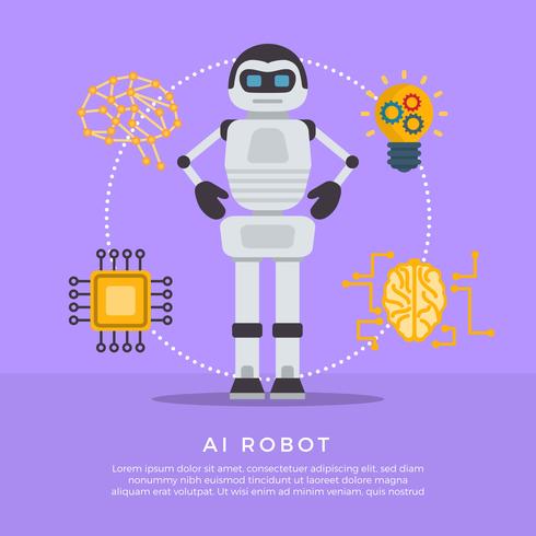 490x490 Flat Robot Vector Illustration