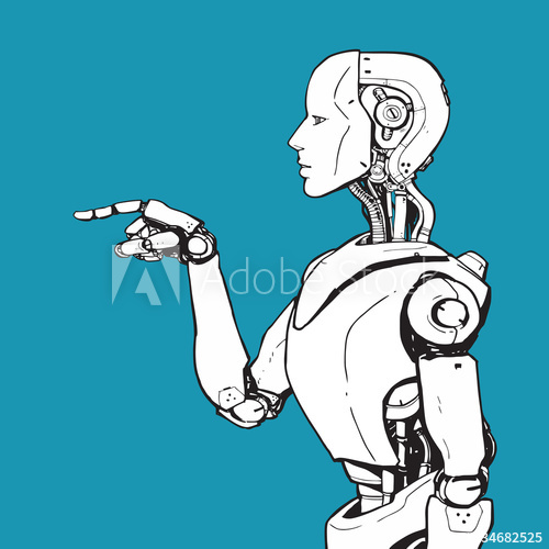 500x500 Artificial Intelligence, Futuristic Robot Hand Drawn Sketch