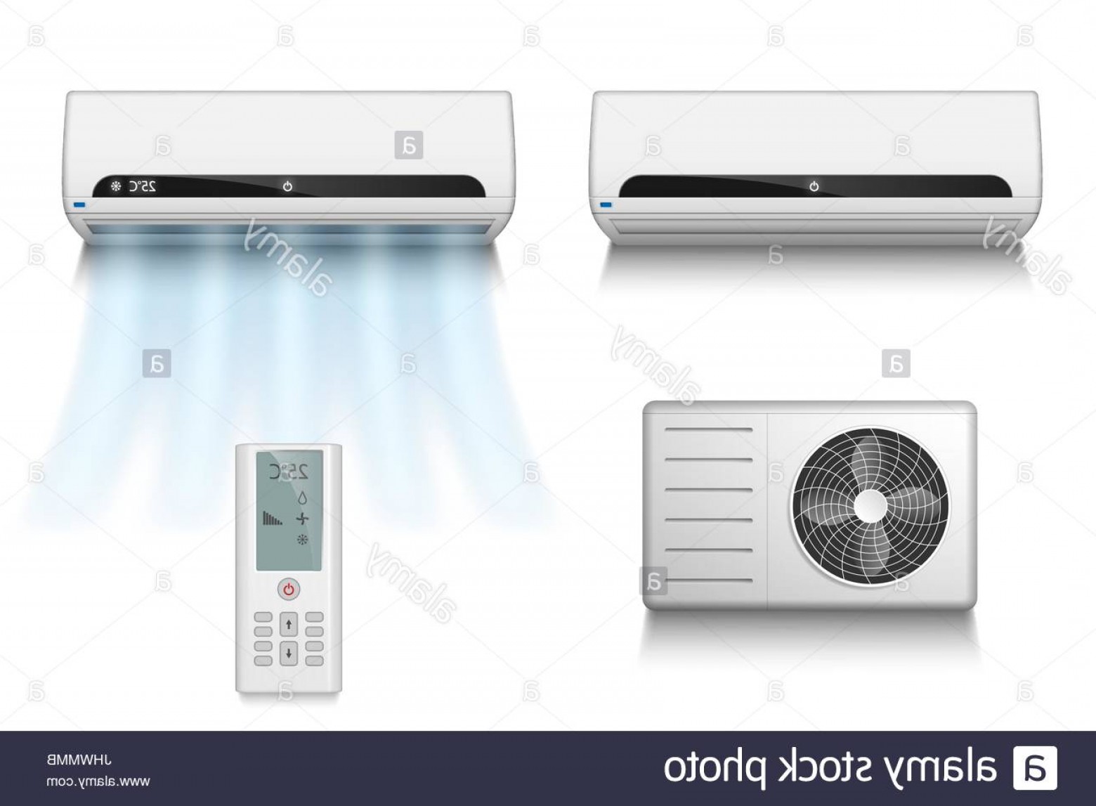 1560x1147 Stock Photo Realistic Set Of Air Conditioner With Cooling