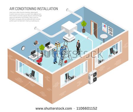 450x381 Stock Vector Air Conditioners Service Office Illustration