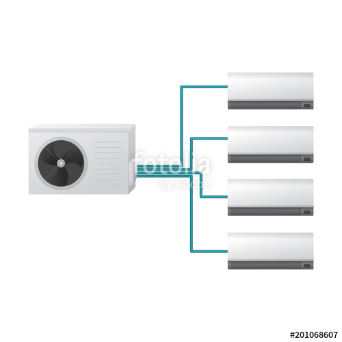 500x500 The Air Conditioning System Vector Illustration Hvac One Outdoor