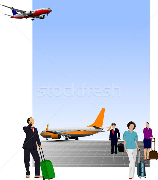 Airport Scene Vector Illustration For Designers Vector 528x600 Airport Scene Vector Illustration For Designers Vector