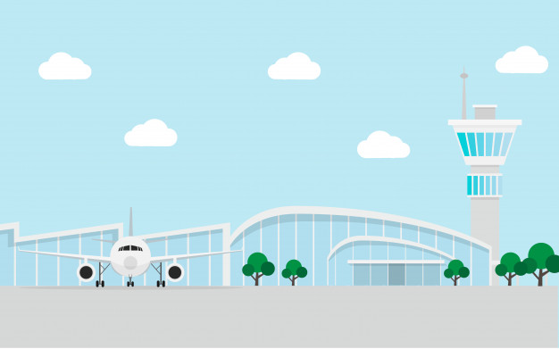 Airport Terminal Building With Airplane And Air Traffic Control 626x391 Airport Terminal Building With Airplane And Air Traffic Control