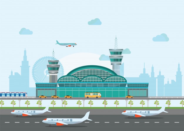 Building Airport With Runway And Plane Vector Premium Download 626x447 Building Airport With Runway And Plane Vector Premium Download
