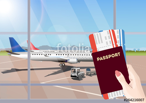 Vector Airport Concept With Aircraft Luggage Transporter 500x354 Vector Airport Concept With Aircraft Luggage Transporter