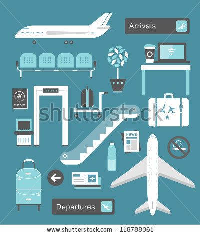 Vector Set Of Cute Airport Icons And Signs 401x470 Vector Set Of Cute Airport Icons And Signs