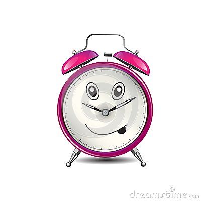 400x400 Pink Toy Alarm Clock With Face Eyes And Mouth, Isolated Vector