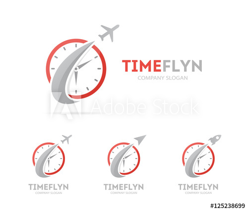 500x426 Vector Of Rocket And Clock Logo Combination Airplane And Timer