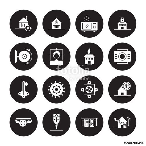 500x500 Vector Icon Set Home Automation, Automated Door, Car Key, Cd