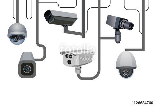 500x345 Security Cameras Security System Vector Illustration Stock