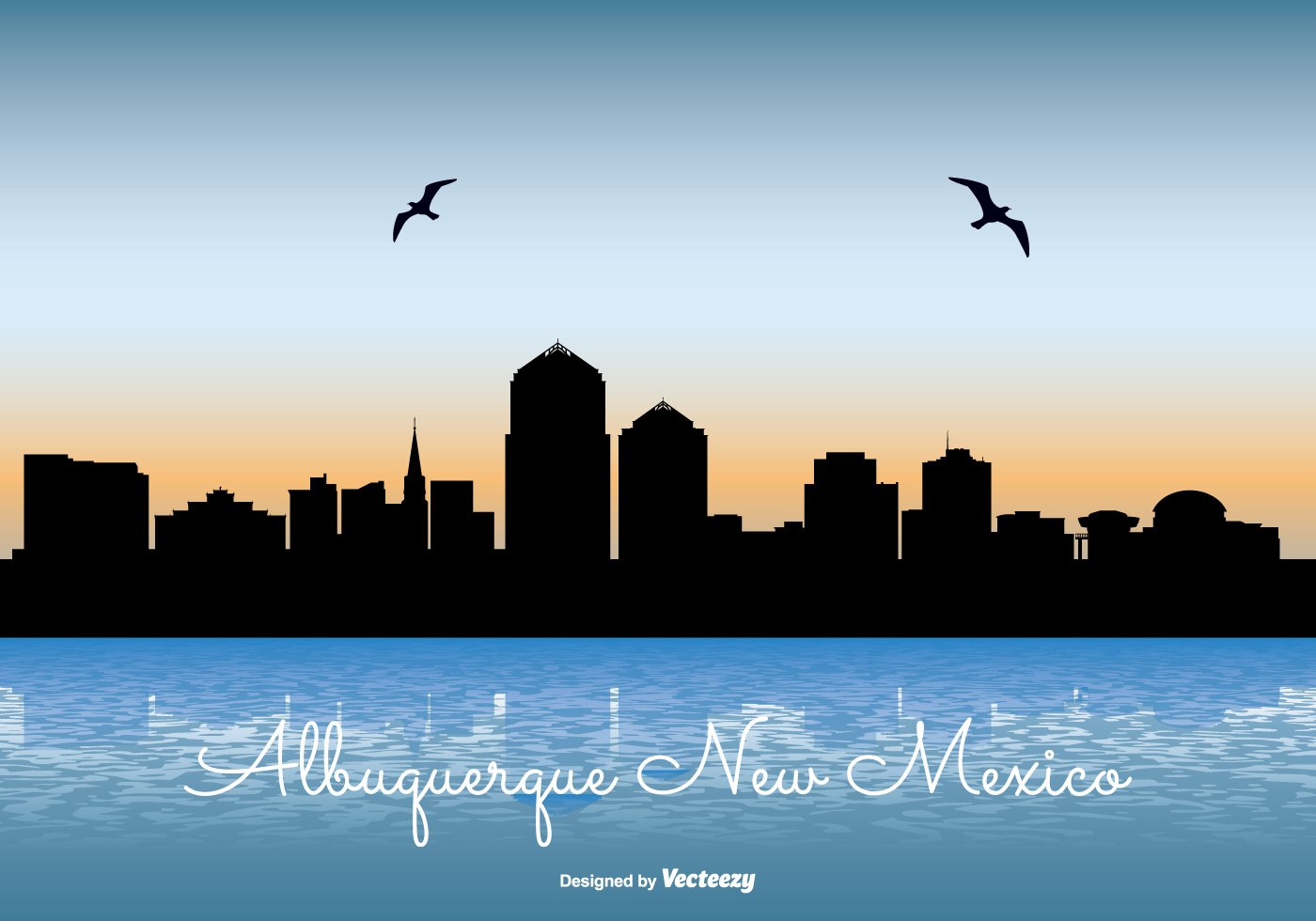 1400x980 Free Vector Albuquerque New Mexico Skyline Illustration