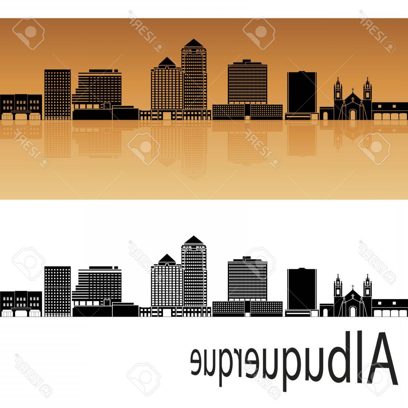 1560x1560 Photostock Vector Albuquerque Skyline In Orange Background