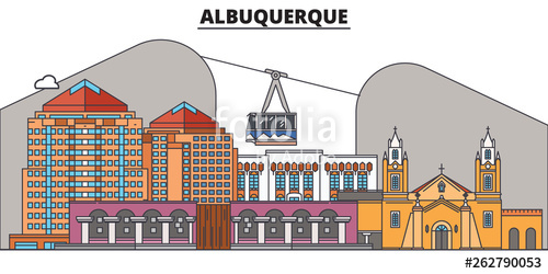 500x250 Albuquerque,united States, Flat Landmarks Vector Illustration