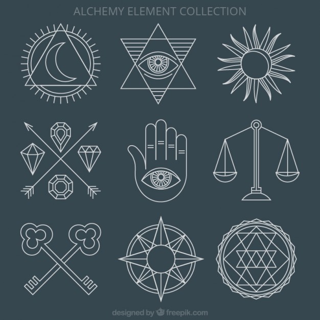 626x626 Alchemy Ornaments And Symbols Vector Premium Download