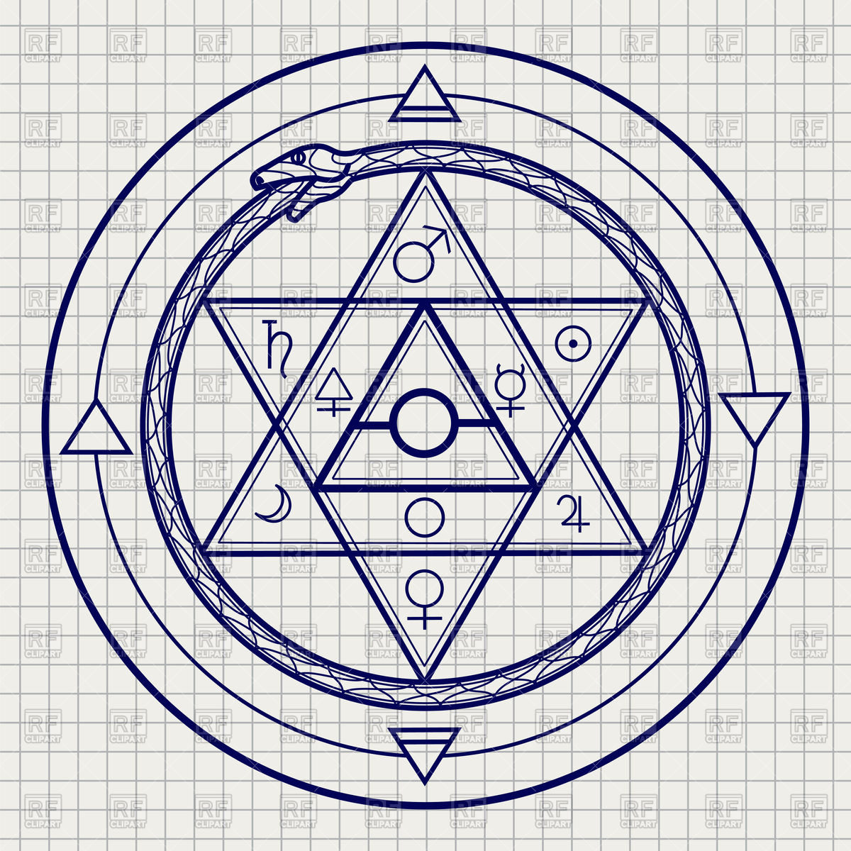 1200x1200 Mystical Astrological Sign With Alchemy Elements And Uroboros