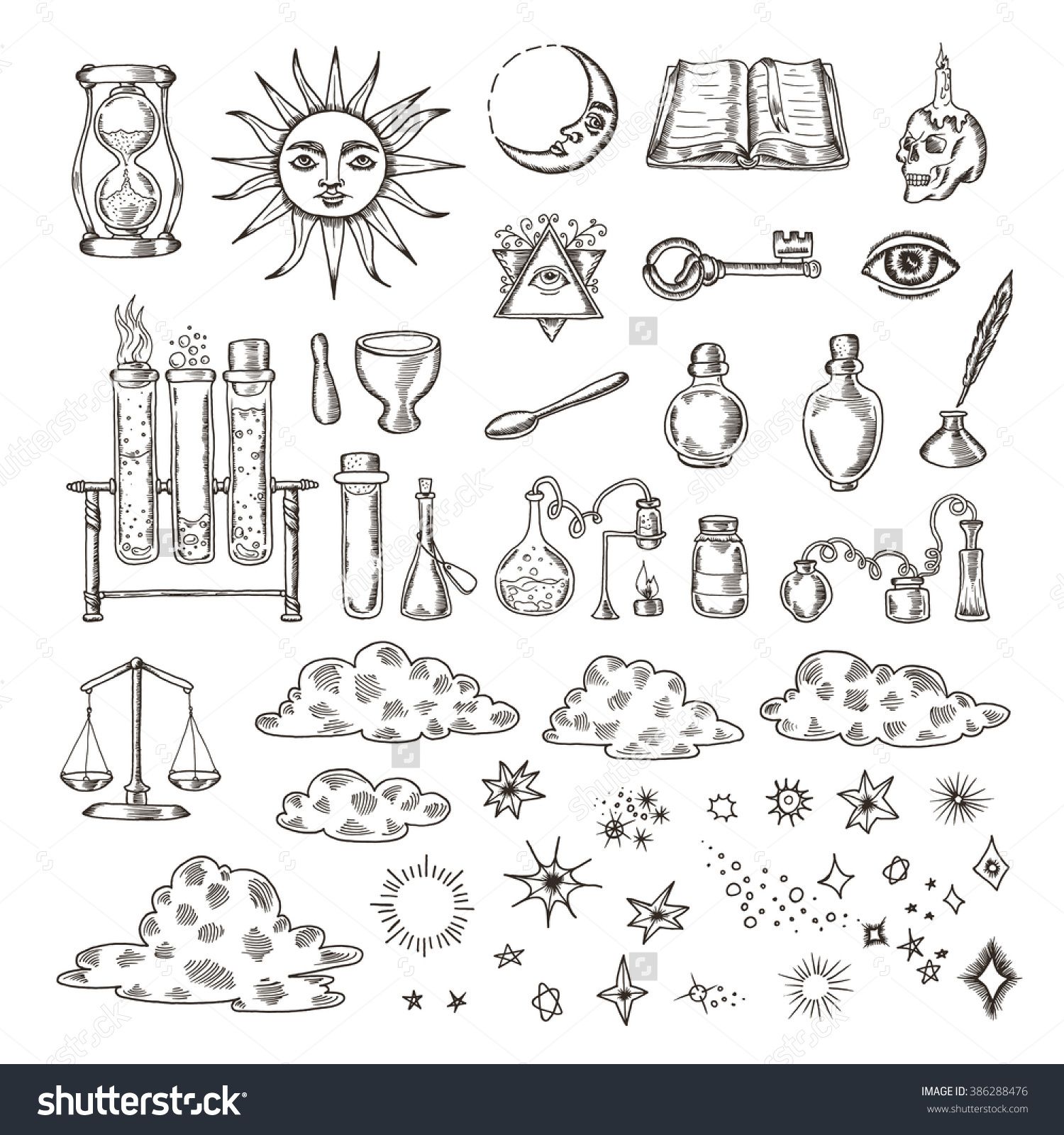 1500x1600 Set Of Trendy Vector Alchemy Symbols Collection Isolated On White