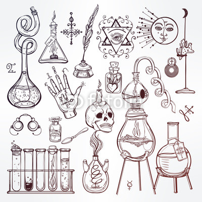 400x400 Set Of Trendy Vector Alchemy Symbols Wall Mural Weight