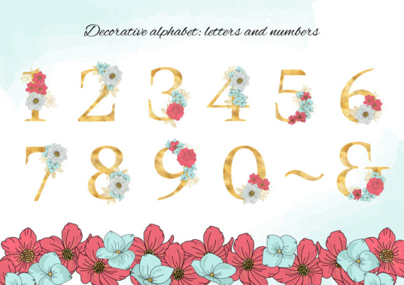 580x410 Bloom Floral Gold Vector Alphabet Frame Set Graphic