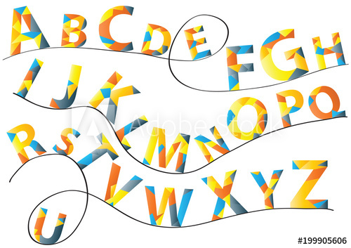 500x353 Color Vector Alphabet Letters Set On Waved Black String Flat