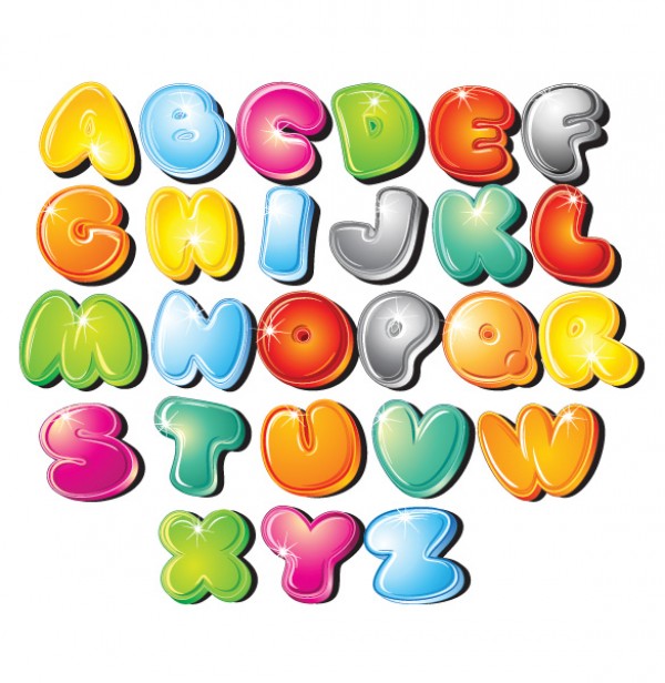 600x616 Colorful Cartoon Vector Alphabet Letters