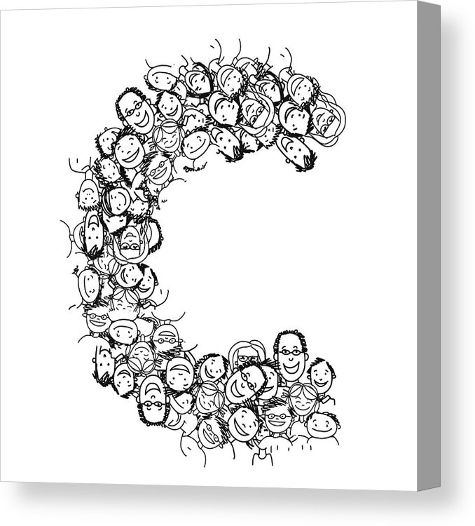 678x750 Letter C, People Crowd, Vector Alphabet Design Canvas Print