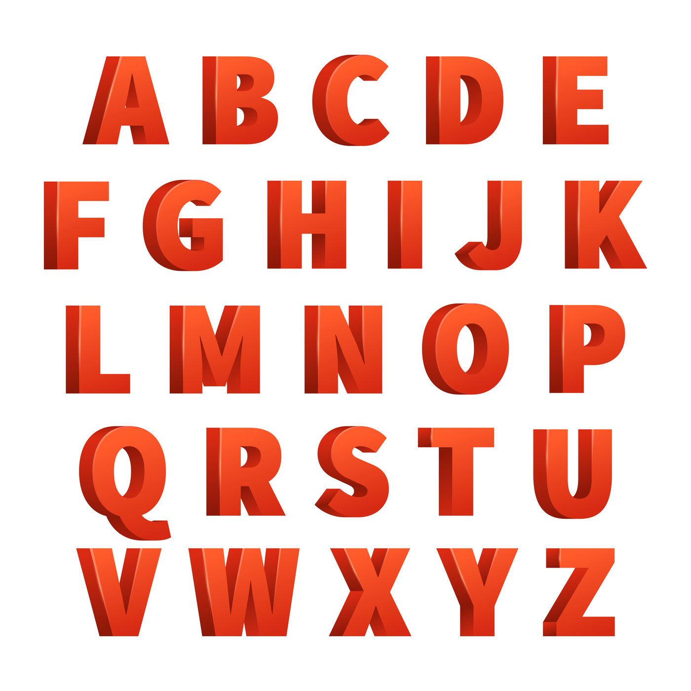 1400x1400 Red Letters Vector Alphabet, Lettering