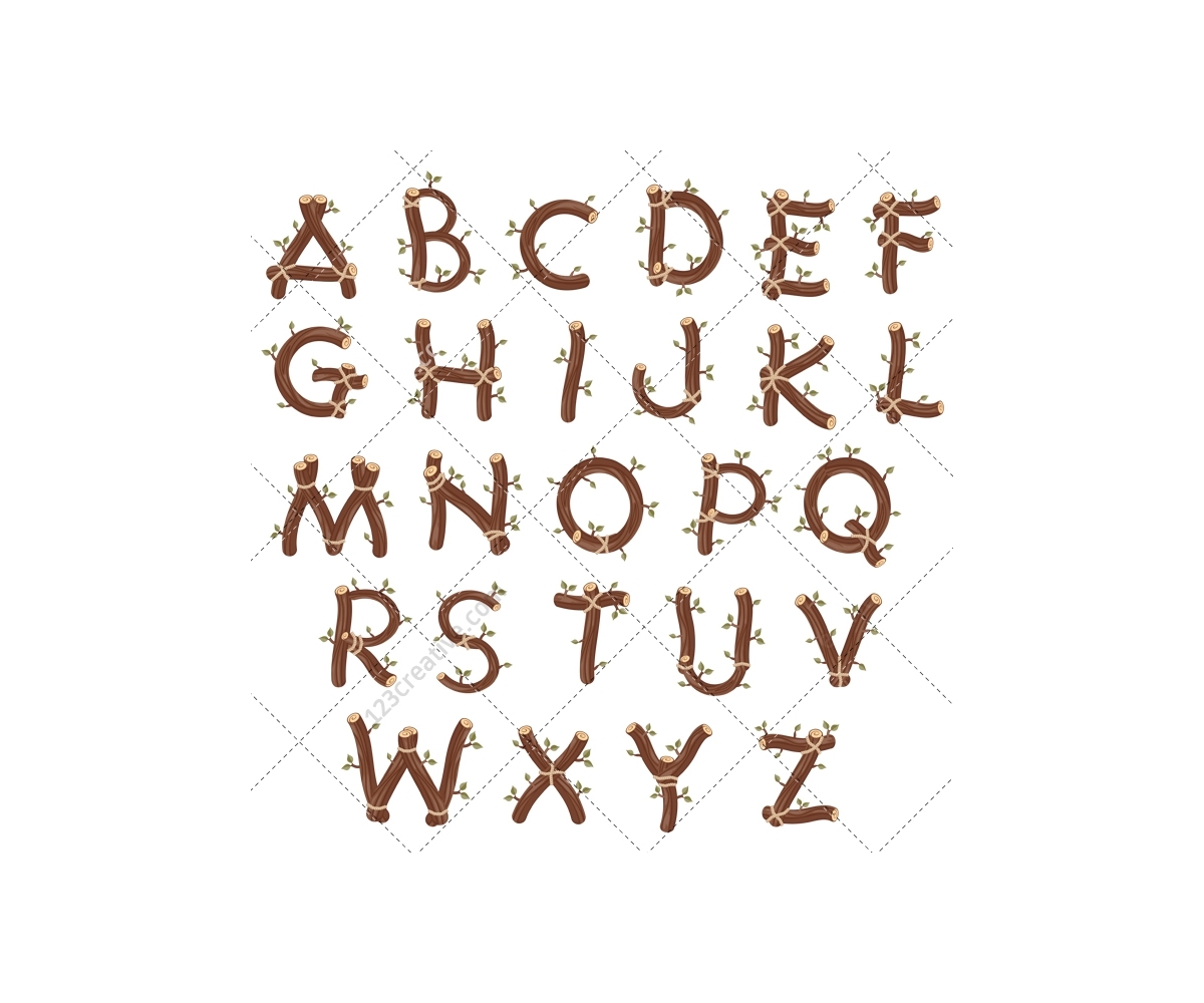 1200x1000 Wood Alphabet Vector Pack
