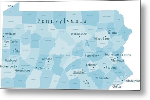 492x330 Pennsylvania Vector Map Regions Isolated Metal Print