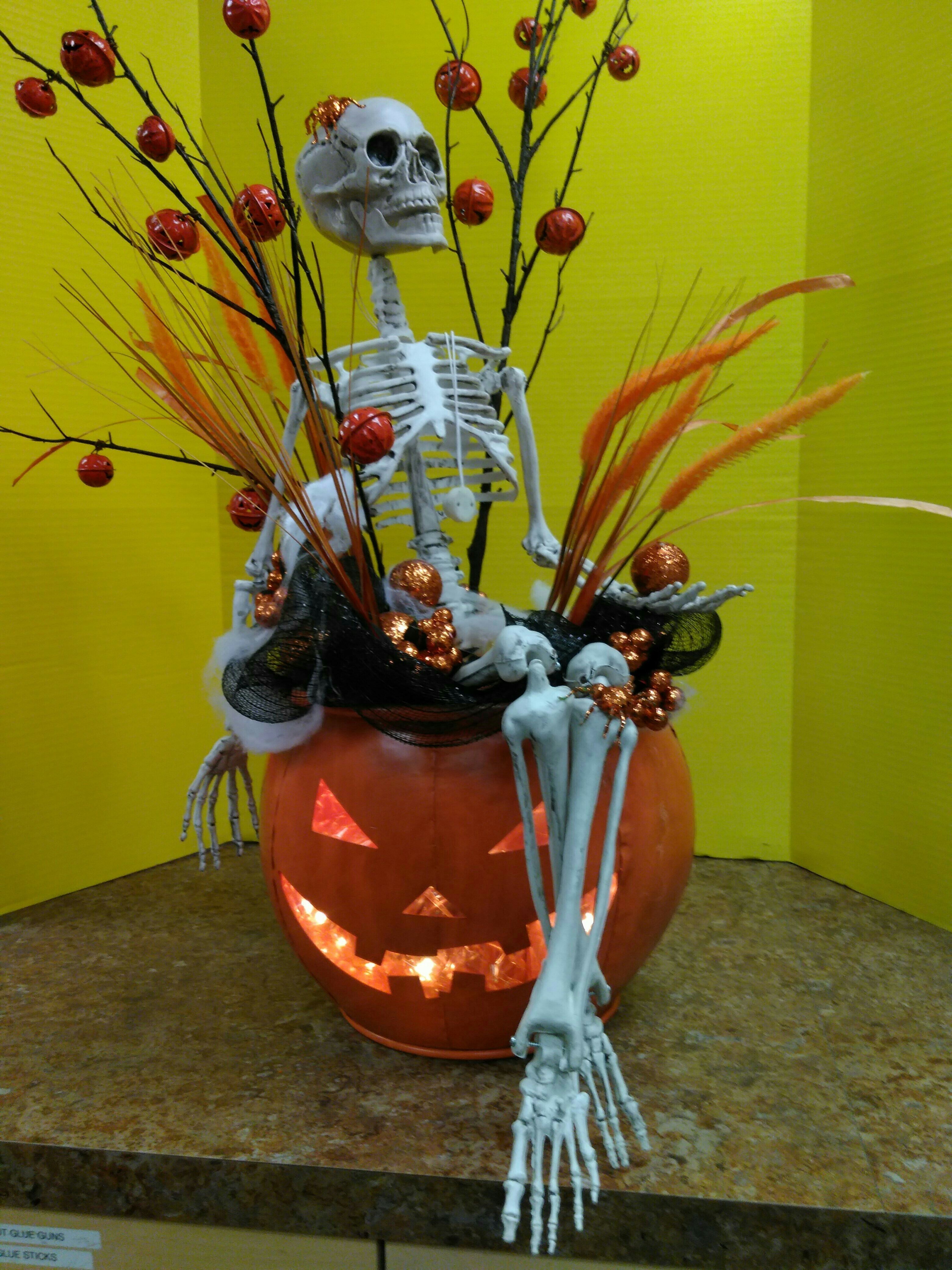 3120x4160 Skeleton And Pumpkin Arrangement