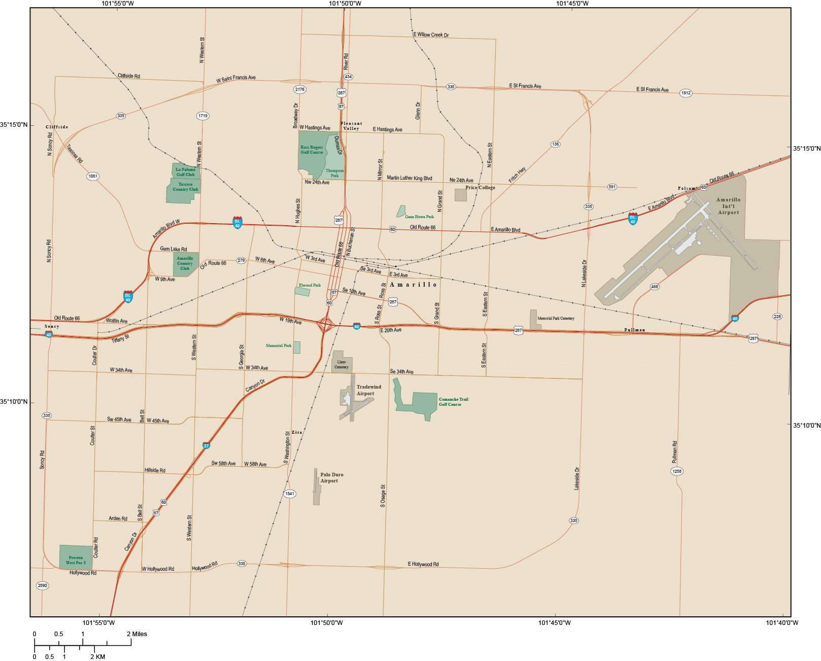 1618x1303 Amarillo Map Adobe Illustrator Vector Format
