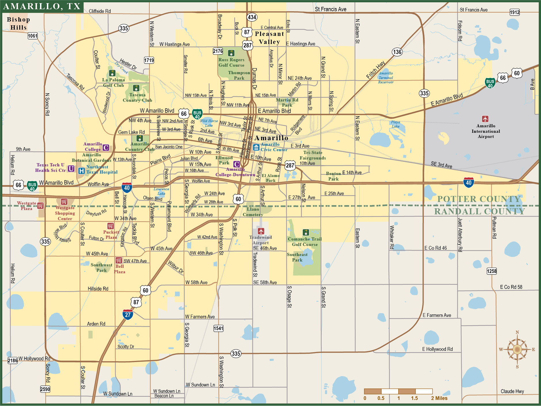 1880x1413 Amarillo Metro Map Digital Vector Creative Force