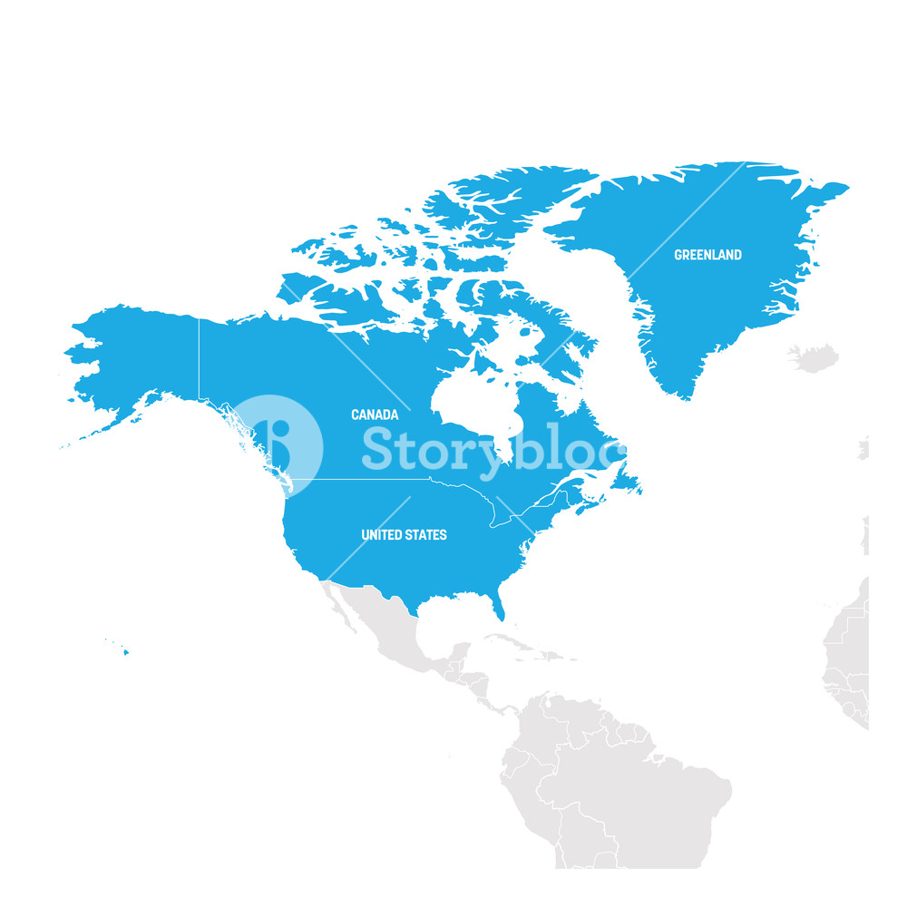 1000x1000 North America Region Map Of Countries In Northern America Vector