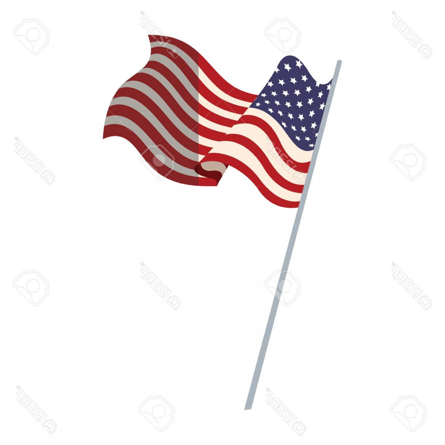 1560x1560 Photostock Vector United States Of America Flag With Pole Vector